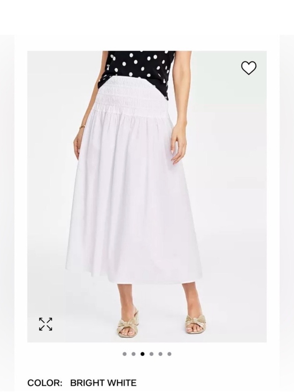 On 34th Bright White Smocked-Waist Maxi Skirt